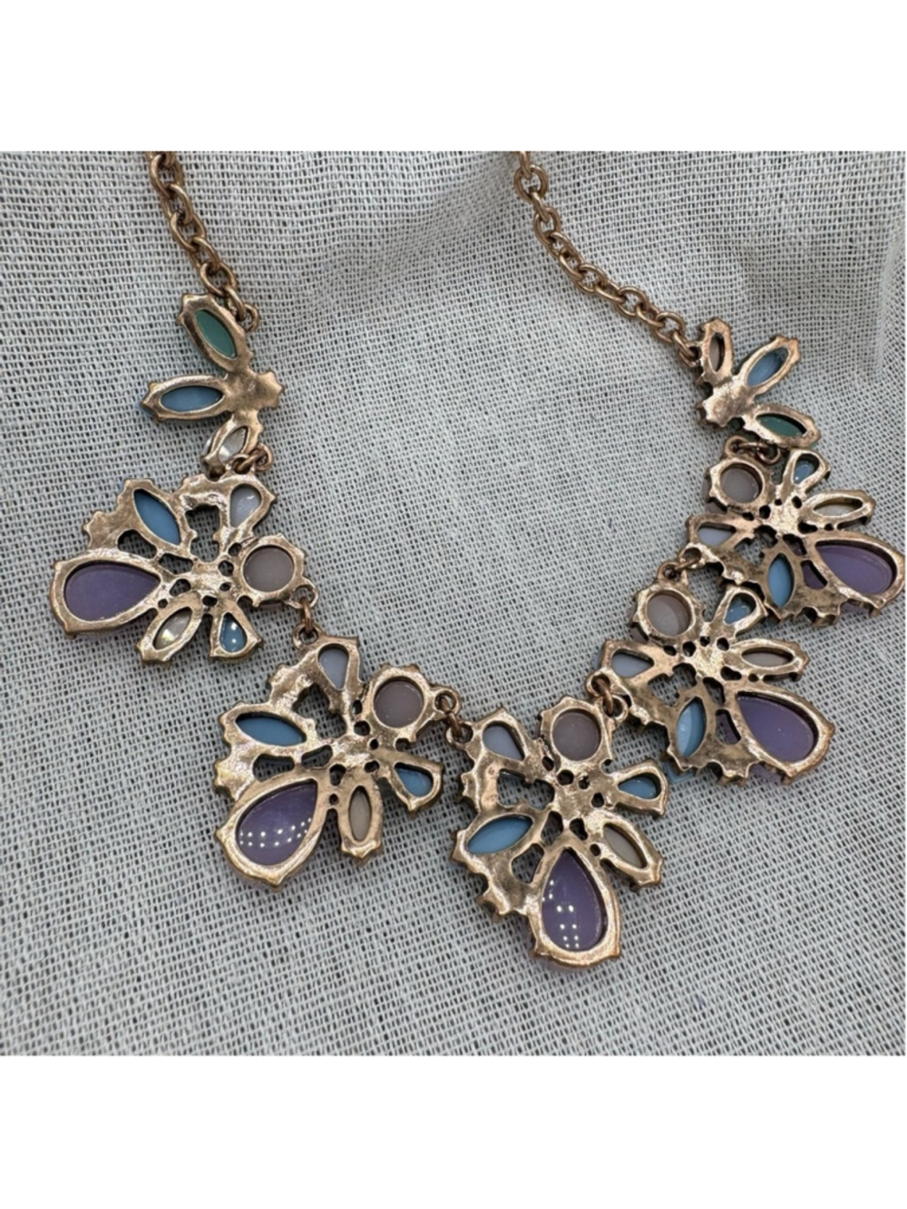 J Crew Statement Necklace. Charming Pastel Colors and Texture Stones 16”,2” - Picture 7 of 7